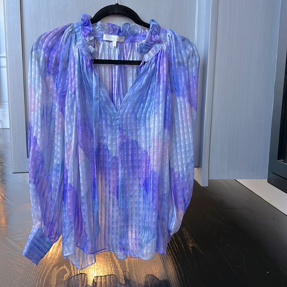 Love shack fancy sheer shades of lavender blouse